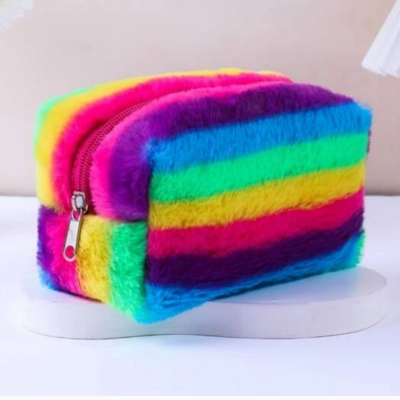 Fuzzy makeup bag 💙💜💚💛❤ - Picture 7 of 7